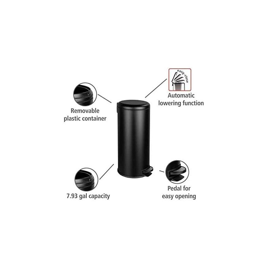 Pedal bin LEMAN with Easy-Close function, 30 L, WENKO
