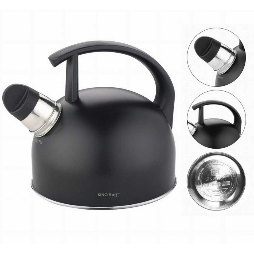 King Hoff STEEL KETTLE 1.5L MATT BLACK KINGHOFF KH-1897
