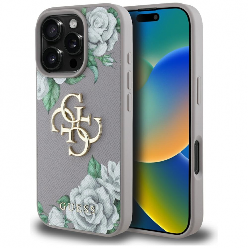 Guess Grained Roses Big 4G logo case for Apple iPhone 16 Pro purple – 2