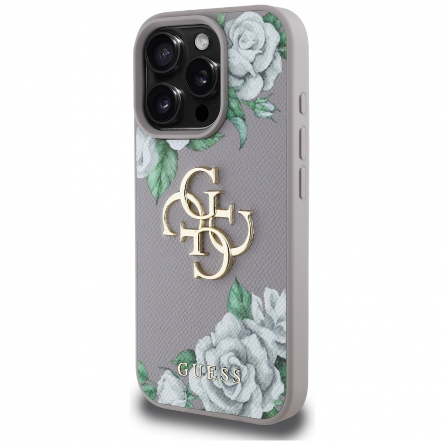 Guess Grained Roses Big 4G logo case for Apple iPhone 16 Pro purple – 3
