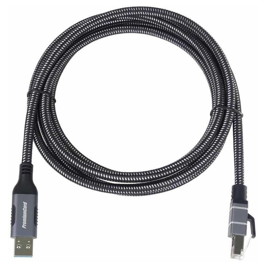 PremiumCord Ethernet-kaapeli USB3.2 - LAN RJ45 10/100/1000 Mbit, pituus 2 m – 4