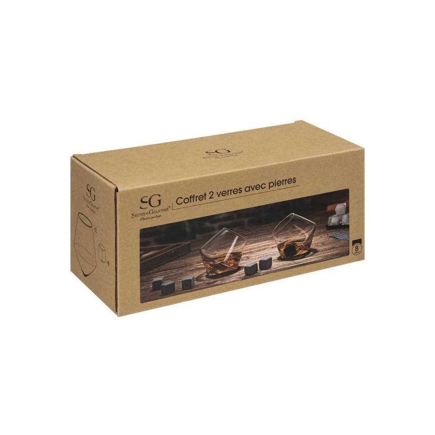 Secret De Gourmet Whiskey glasses + cubes, bartender set – 3