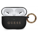 Guess GUACAPSILGLBK AirPods Pro cover juodas/juodas silikoninis Glitter