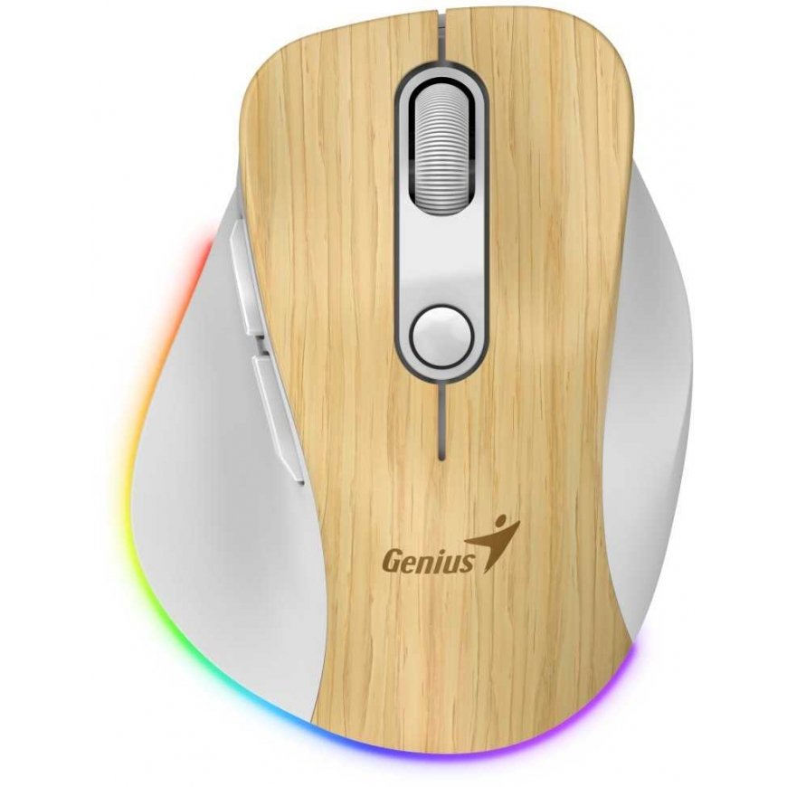 Wireless mouse, Genius Ergo 9000S Pro, white and beige, optical, 2400DPI – 2