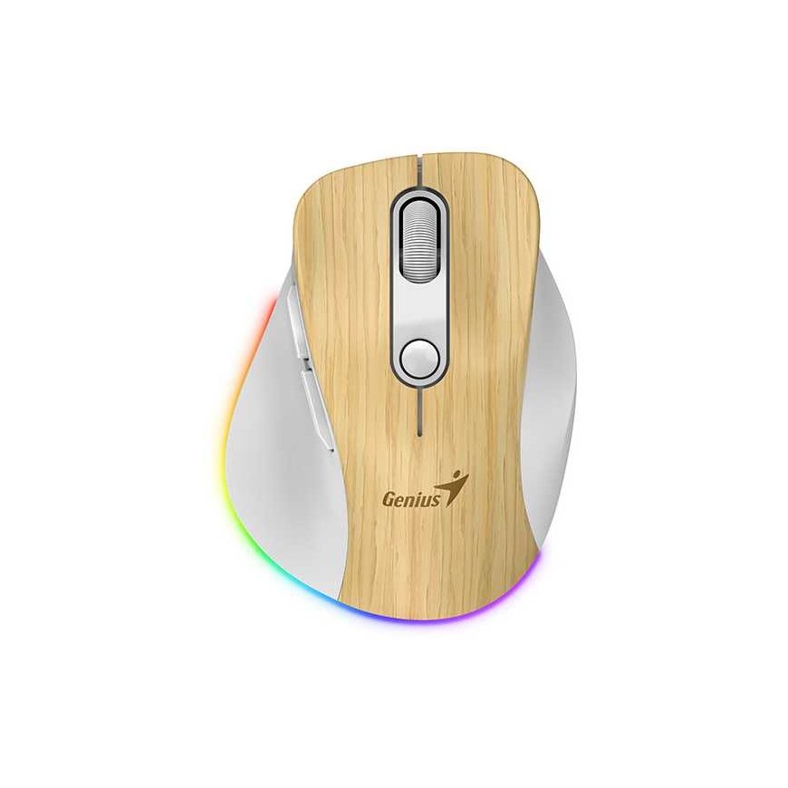 Wireless mouse, Genius Ergo 9000S Pro, white and beige, optical, 2400DPI – 4