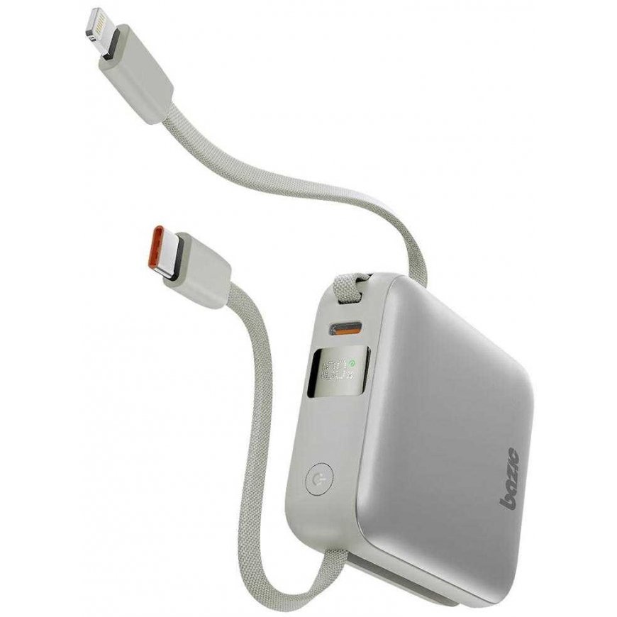 Energea PowerBank 3w1 Bazic Fusion Mini 10000mAh kabelis USB-C/Lightning pilka