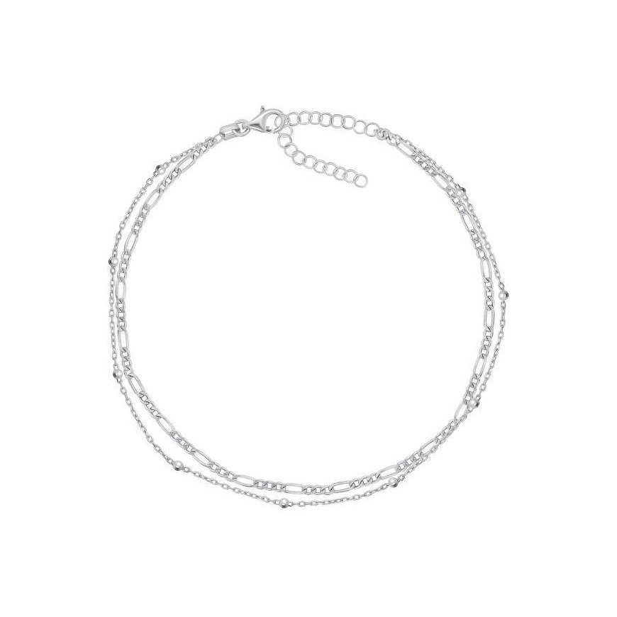 Brilio Silver Brilio Silver ANK101W stylish Silver anklet double chain
