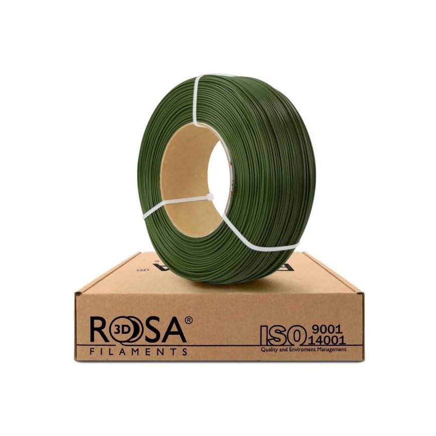 3D plastic PLA dark green (Army green) 1.75mm 1kg refill pack Rosa3D