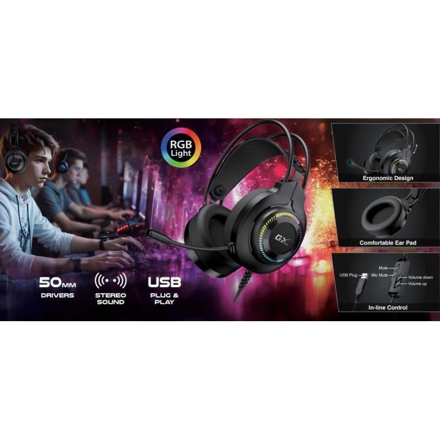 Genius GX GAMING HS-GX580U, headset with microphone, black, headphones, 50 mm speakers typ USB – 5