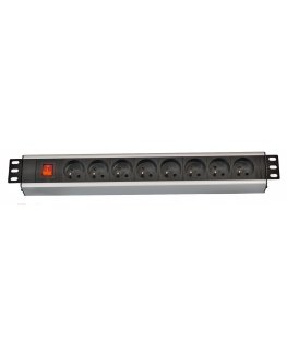 19" distribution panel LEXI-Net 8x230V, ČSN, switch, voltage indicator, cable 3m, 1U