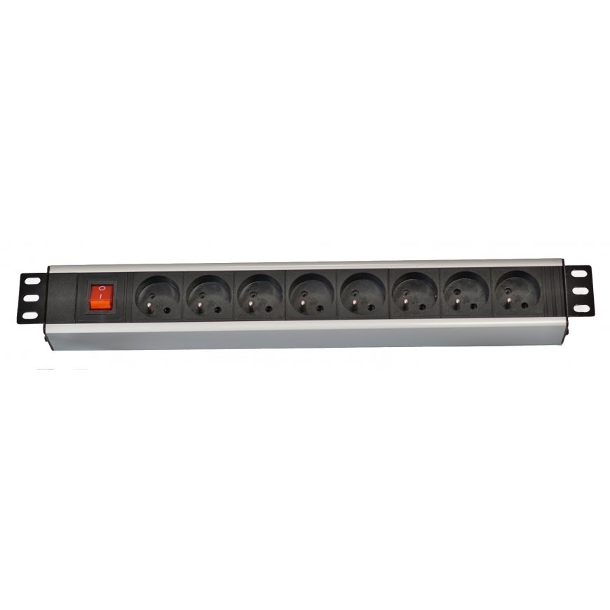 19" distribution panel LEXI-Net 8x230V, ČSN, switch, voltage indicator, cable 3m, 1U