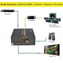 PREMIUMCORD HDMI 4K audio extractor with audio separation to stereo jack, SPDIF Toslink, RCA PREMIUMCORD HDMI 4K audio extractor with audio separation to stereo jack, SPDIF Toslink, RCA
