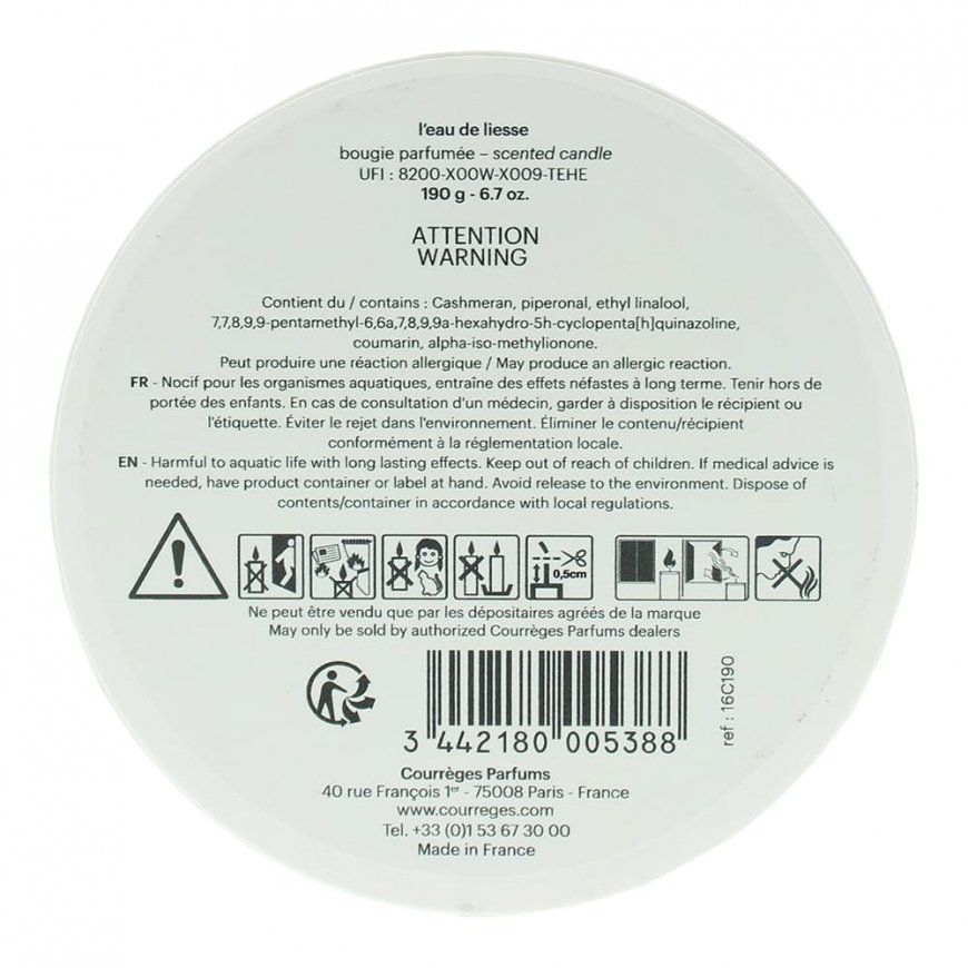 Courreges L'Eau De Liesse Tuoksukynttilä, 190 g