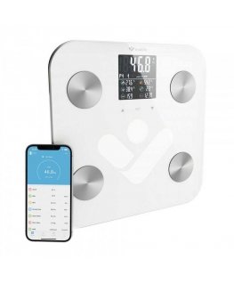 Svarstyklės TrueLife FitShape S6 BT – Bioelektrinės varžos „Bluetooth“ skalė – balta