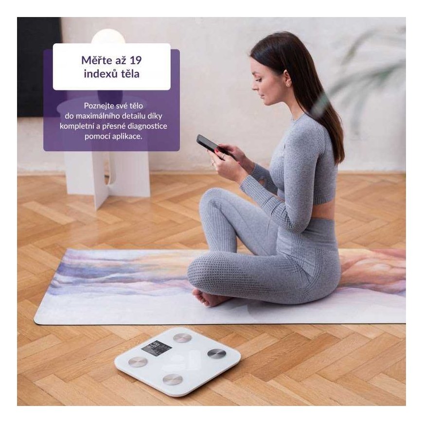 Svarstyklės TrueLife FitShape S6 BT – Bioelektrinės varžos „Bluetooth“ skalė – balta – 4