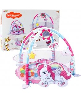 Lean Toys Baby Play Kilimėlis Baseinas Kamuoliams 3in1 Vienaragis Rožinė