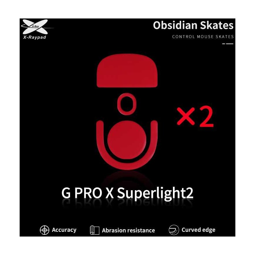 X-Raypad Obsidian Skates Logitech G Pro X Superlight 2 Punainen 2 kpl. (Punainen) Vaihtohiiren jalat – 2