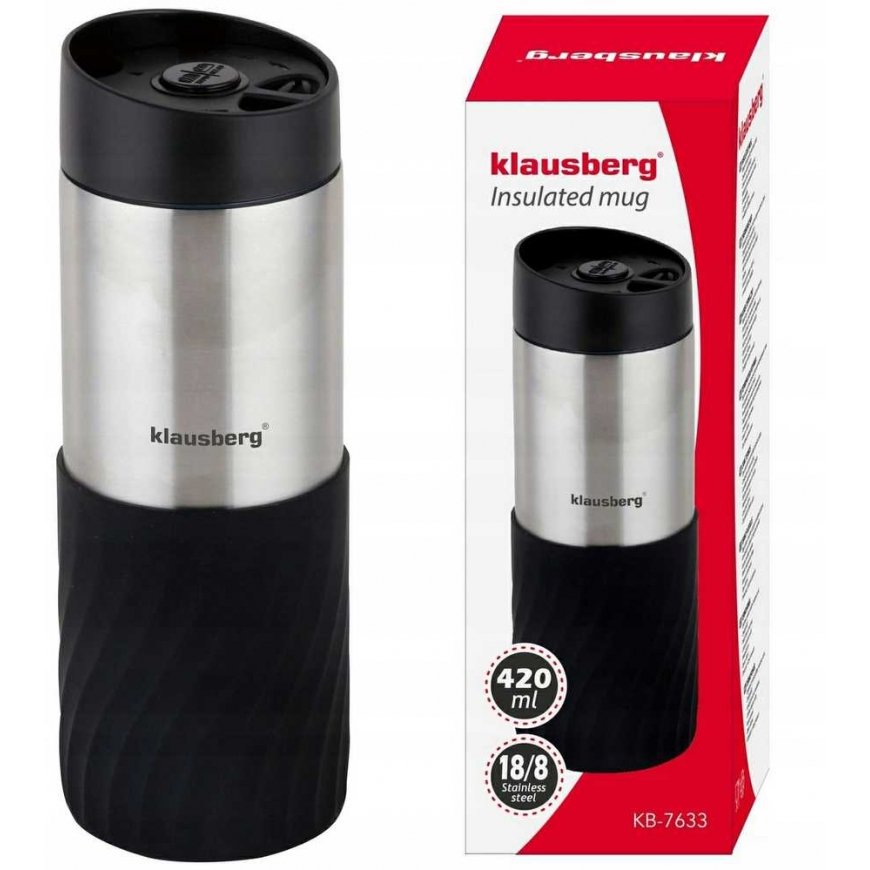 Thermal mug 400ML STAL NIERDZEWNA 18/8 KLAUSBERG BLACK KB-7633 – 2