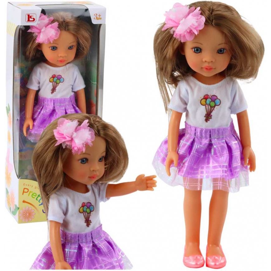 Lean Toys Doll with purple skirt, 32 cm