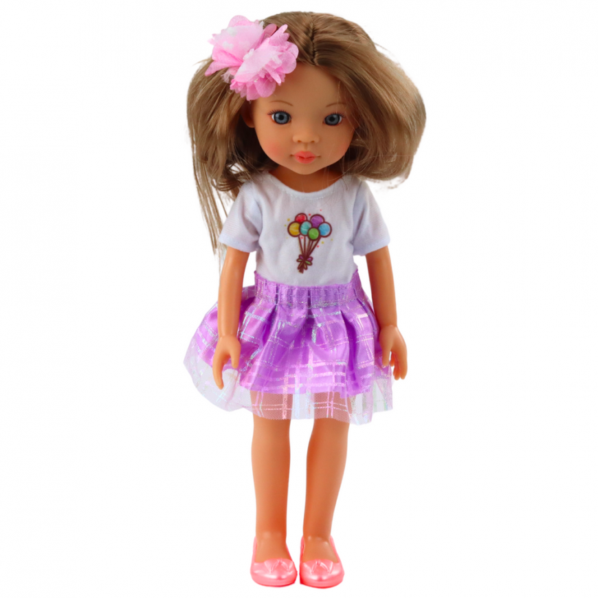 Lean Toys Lėlė su violetiniu sijonu, 32 cm – 2