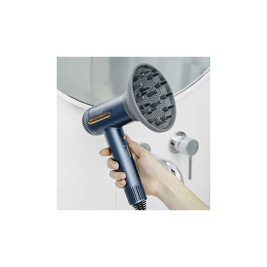 Adler Hair Dryer | AD 2271 SUPERSPEED | 1500 W | Number of temperature settings 6 | Ionic function | Diffuser nozzle | Blue – 5