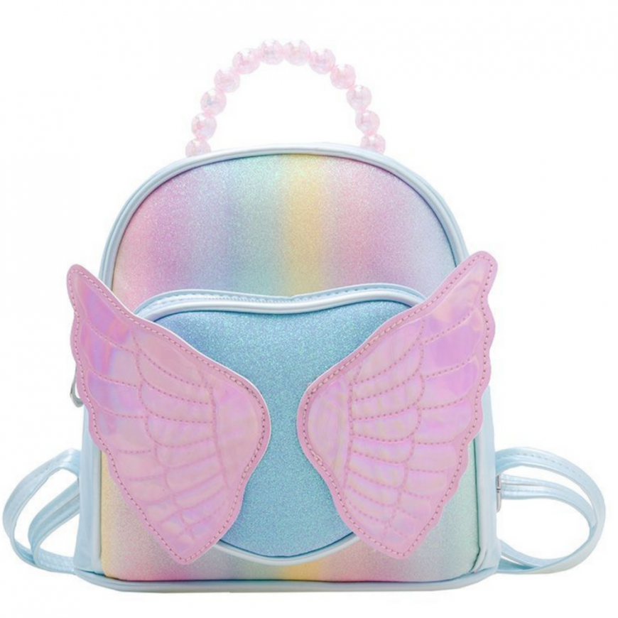 Lean Backpack Dziecięcy Błyszczący Skrzydła Perełki Blue 22cm