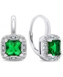 Brilio Silver Brilio Silver Interesting silver earrings with emeralds EA399WG