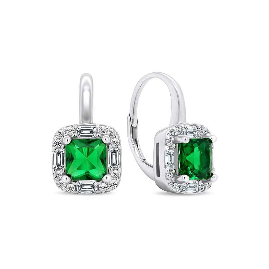 Brilio Silver Brilio Silver Interesting silver earrings with emeralds EA399WG