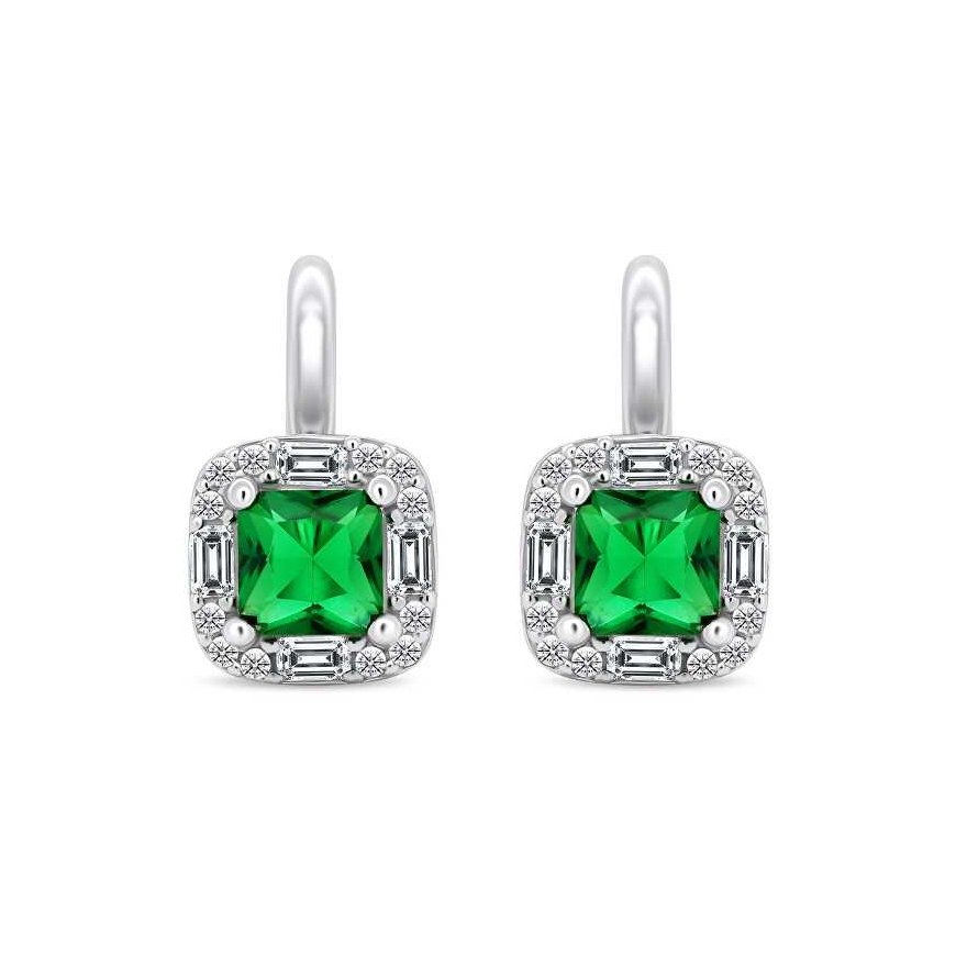 Brilio Silver Brilio Silver Interesting silver earrings with emeralds EA399WG – 2