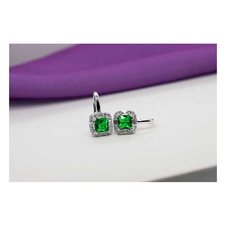 Brilio Silver Brilio Silver Interesting silver earrings with emeralds EA399WG – 3