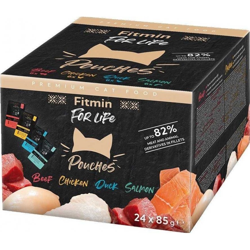 FITMIN For Life Pouch multipack - šlapias kačių maistas - 24x85g – 3