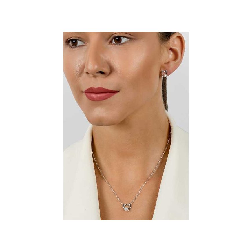 Brilio Silver Romantic silver jewelry set with pearls SET234W (earrings, necklace) – 4