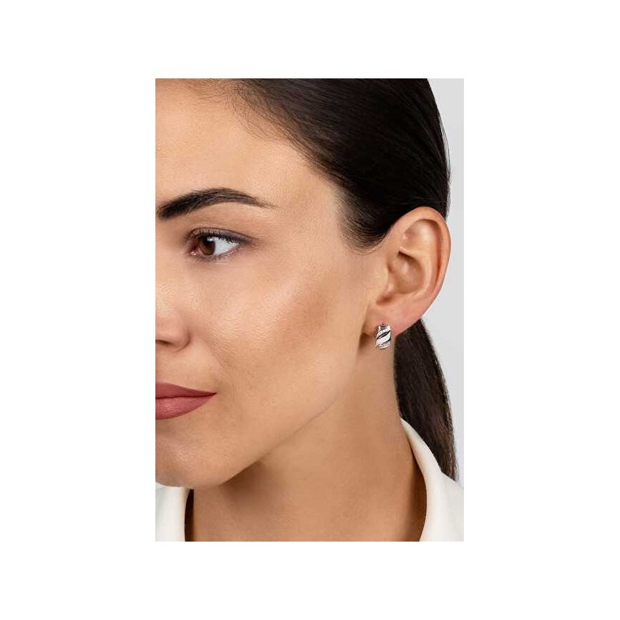 Brilio Silver Charming silver earrings with zircons and synthetic opal EA970W – 2