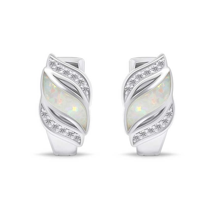 Brilio Silver Charming silver earrings with zircons and synthetic opal EA970W – 5