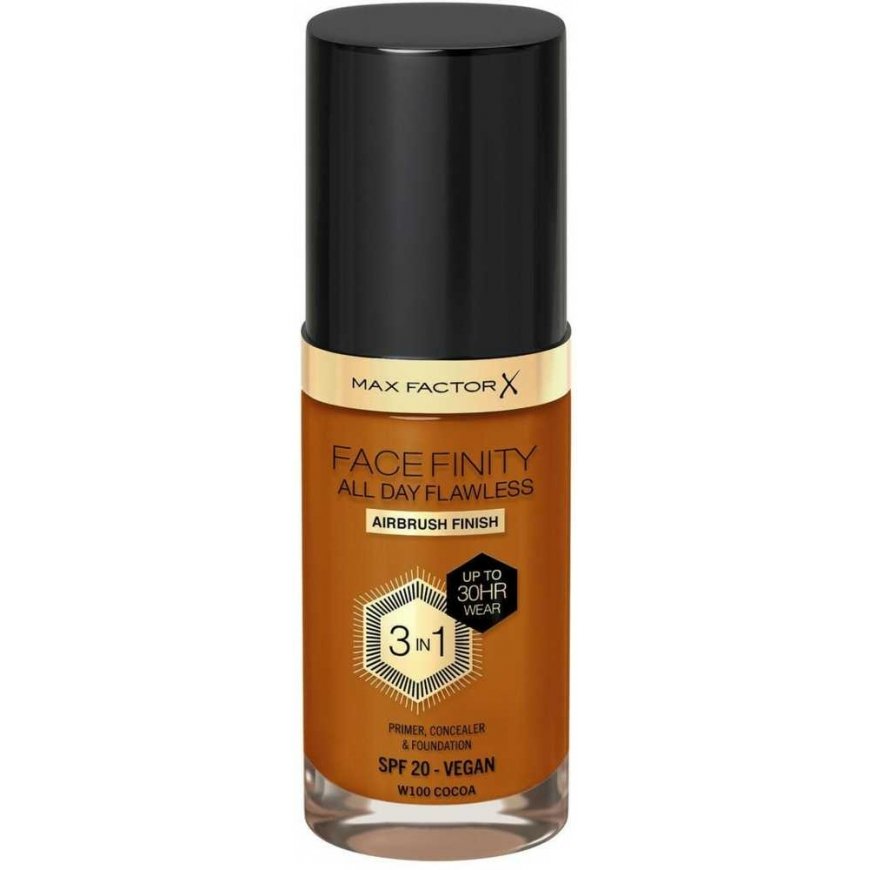Max Factor Facefinity All Day Flatless -meikkivoide naisille 30 ml, väri: W100 Cocoa – 2