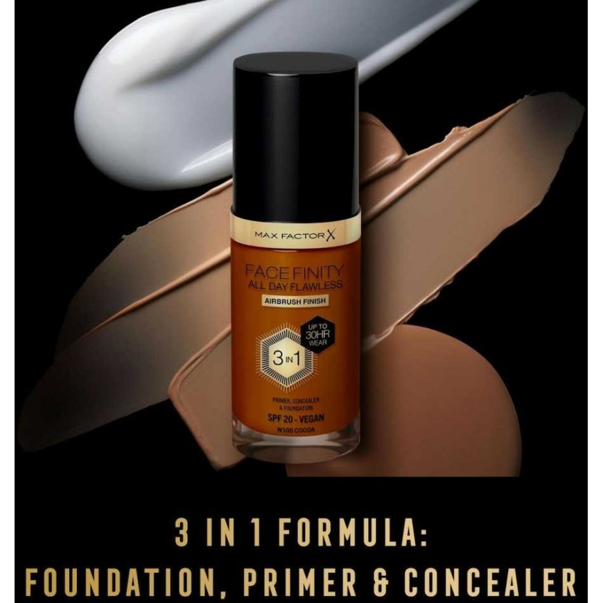 Max Factor Facefinity All Day Flatless -meikkivoide naisille 30 ml, väri: W100 Cocoa – 5