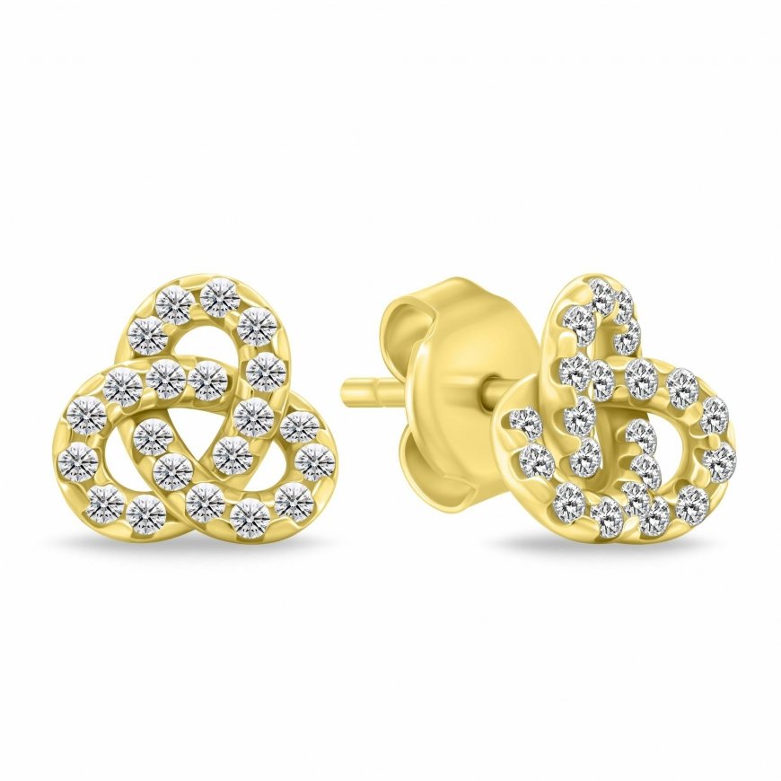 Brilio Silver Gold-plated earrings Knot with cubic zirconia EA1172Y
