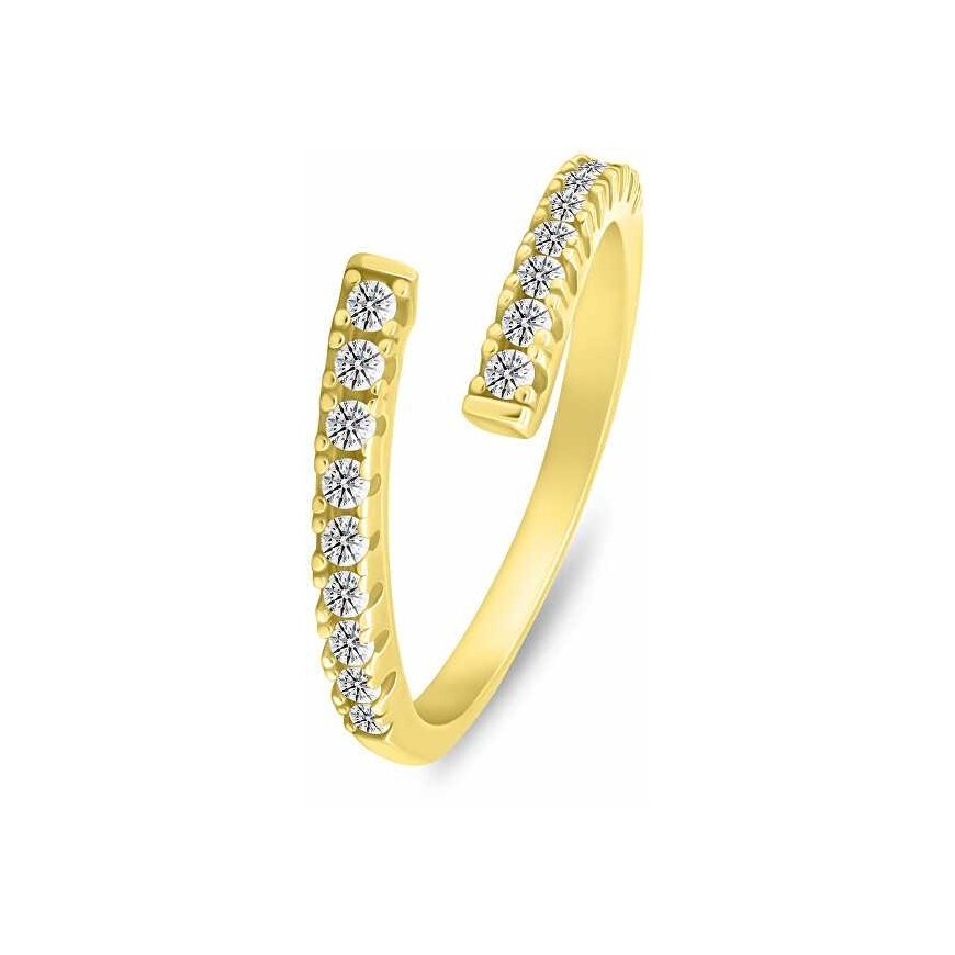 Brilio Silver Delicate auksinis-plated open ring with zircons RI144Y