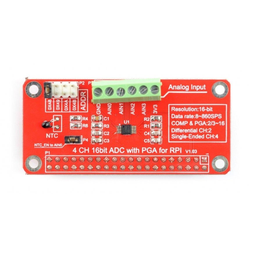 Alkuperäinen ADC 16-bittinen muunnin - 4 kanavaa ADS1115 - Raspberry Pi – 2