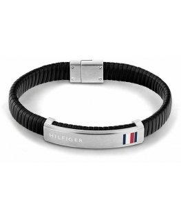 Tommy Hilfiger Šiuolaikinė juoda odinė apyrankė 2790349