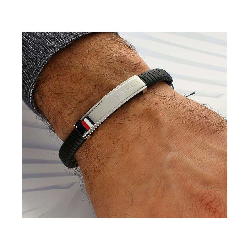 Tommy Hilfiger Modern Black Leather Bracelet 2790349 – 2
