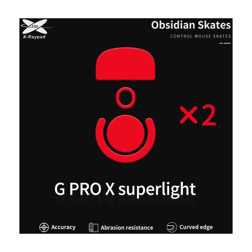 X-Raypad Obsidian Skates Logitech G Pro X Superlight Raudona 2 vnt. (Raudoni) Pakaitiniai Pelė Feet