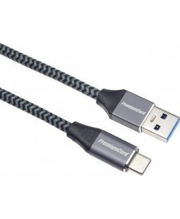 USB-kaapeli PremiumCord USB-A - USB-C 1 m musta harmaa (ku31c1)