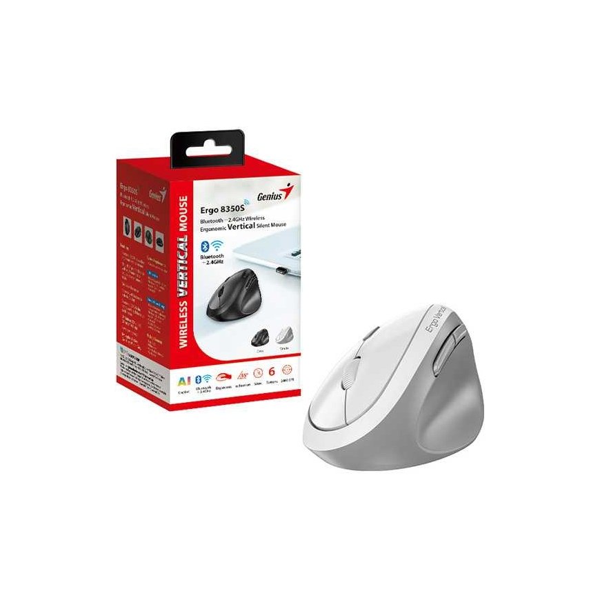 Wireless mouse, Genius Ergo 8350S, white, optical, 2400DPI – 5