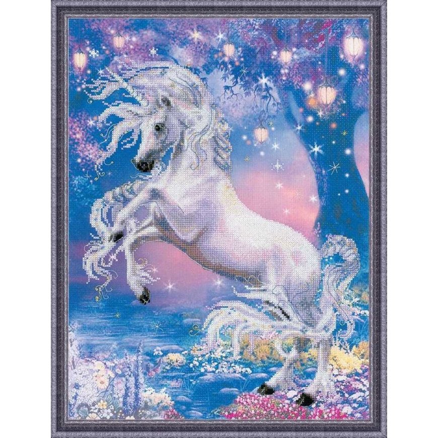 RIOLIS: Embroidery kit with printed pattern "Unicorn" 0024 PT (30x40 cm) – 2