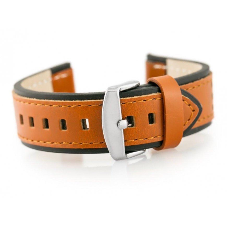 Pacific W80 ruda/juodas 24mm leather watch strap