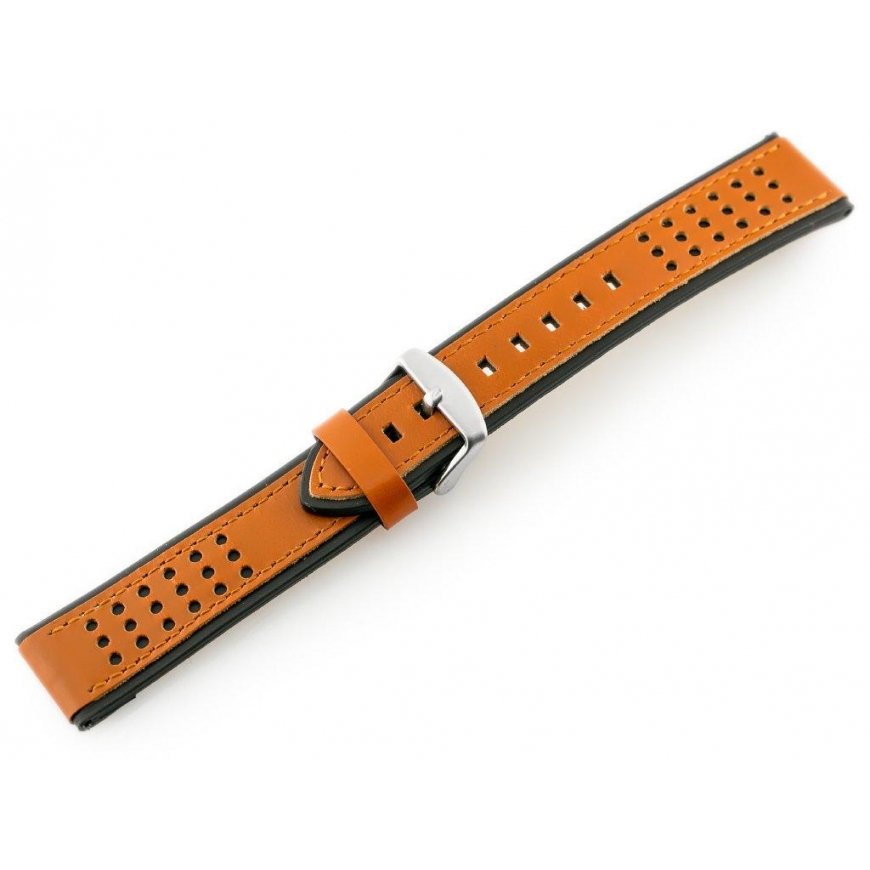 Pacific W80 ruda/juodas 24mm leather watch strap – 2