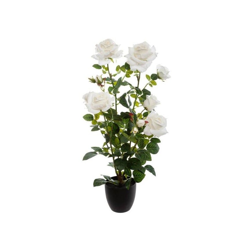 Atmosphera Artificial plant in a pot BUSH Roses, 74 cm, white