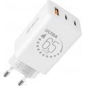 OBAL:ME GaN-seinälaturi USB-A + 2xUSB-C 65W Valkoinen