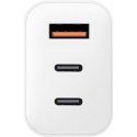 OBAL:ME GaN sieninis įkroviklis USB-A + 2xUSB-C 65W Baltas